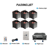 6 projecteurs LED sans fil 6x18W RGBWA UV 6-en-1 sur batterie, avec application mobile, pour scène, DJ, discothèque, hôtel