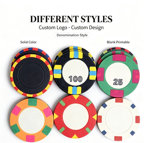Jetons de poker en céramique vierges durables, imprimés par transfert thermique pour jetons de casino personnalisés, cadeaux promotionnels en gros avec plusieurs spécifications - Product Image 1