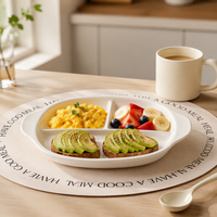 Assiette en céramique à compartiments pour le contrôle des portions, assiette de dîner, assiette de petit-déjeuner, vaisselle divisée