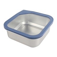 Boîte de conservation alimentaire rectangulaire en acier inoxydable, taille M, couvercle hermétique en plastique, un seul compartiment, empilable, boîte à lunch