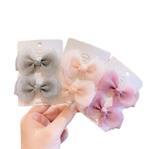 Cute Princess Sweet Girl Baby Foreign air <strong>Clip</strong> Korean Children fairy Beauty Pearl Gauze <strong>Small</strong> <strong>Bow</strong> Pair Hair <strong>Clip</strong> - Product Image 2