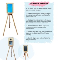 Équipement de photomaton de mariage portable rétro avec écran tactile de 18,5 pouces compatible iPad et reflex numérique, impression en libre-service, capacité de 15 personnes
