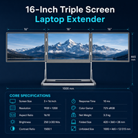 Moniteur triple pour ordinateur portable, écran portable de 15,6 pouces, moniteur triple pliable, écran FHD USB-C