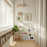 Tableau magnétique en MDF avec cadre en chêne Art Déco UCI, surface effaçable pour aimants numériques et lettres