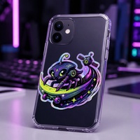 Pack d'autocollants personnalisés Kawaii Alien Spatial Brillants et Imperméables en Vinyle – Autocollants Mignons Méduse, Scarabée, Lune pour Bouteille d'Eau et Coque de Téléphone