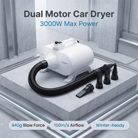 Shernbao DHD-3000F 3000W Soplador de Aire para Coche de Doble Motor con Velocidad Variable, Secador de Carrocería, Secador Móvil para Detallado, Secador de Compartimento del Motor