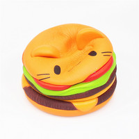 Jouet anti-stress mignon en mousse PU 3D réaliste, écologique et non toxique, en forme de hamburger et de chat Kawaii, pour filles et garçons