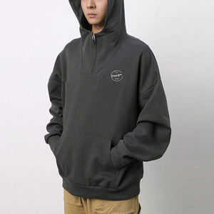 New Arrival Custom Screen Print 310 Gsm <b>Fleece</b> Fabric Soft Sport Pullover <b>Men's</b> Loose <b>Quarter</b> <b>Zip</b> Combed Cotton Hoodie - Product Image 5