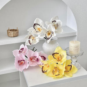 <span class=keywords><strong>Bouquet</strong></span> <span class=keywords><strong>de</strong></span> fleurs artificielles en latex, 4 têtes, orchidée cymbidium rose, toucher réaliste, arrangement floral <span class=keywords><strong>de</strong></span> mariage, 2026 - Product Image 4