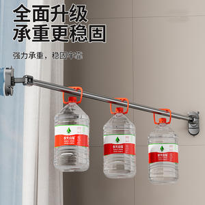 Tendedero telescópico ajustable, barra de secado redonda montada en la pared con ventosa para uso doméstico, sin necesidad de perforación - Product Image 2