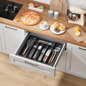 Expandable Kitchen Drawer Cutlery Organizer Storage Box Rectangular PP Plastic Expandable Divider Tray for Utensil Storage - Product Image 3
