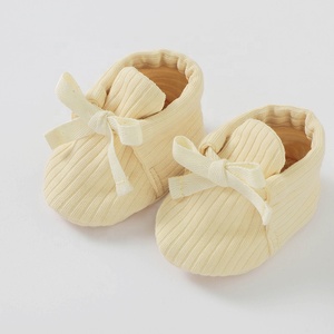 Calcetines de algodón orgánico de punto para bebé, botines acanalados de Color sólido Unisex, venta al por mayor - Product Image 6