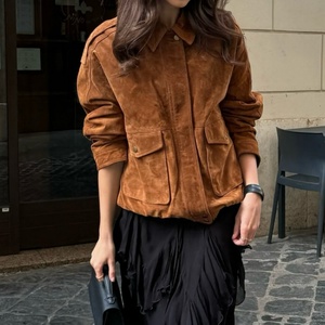 High Fashion Women's Y2K Floral Pattern Breathable Canvas Turn-Down Collar Long Sleeve Safari <b>Jacket</b> with Front Pockets <b>Zipper</b> - Product Image 1