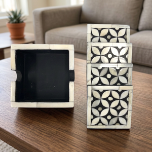 Luxury Handmade Bone Inlay Tea Coaster Set Premium Quality Drink Mat for Tea Coffee <b>Table</b> <b>Protection</b> - Product Image 6