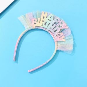 Fancy Sweet Birthday Decoraciones Accesorios para el cabello Encaje Party Headwear Silver Glitter Birthday Girl Cupcake Diadema Bandas para el cabello - Product Image 2