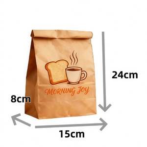 Sacs en papier avec fermeture à lien métallique pour emballages alimentaires, personnalisés avec logo imprimé, résistants à l'huile, pour biscuits, croissants, pain, toasts, pop-corn - Product Image 3