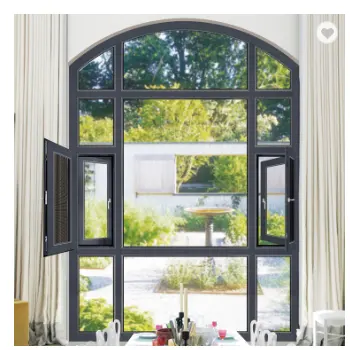 نافذة بابية فرنسية مقوسة، نافذة بابية مزدوجة، نوافذ متأرجحة من الألومنيوم