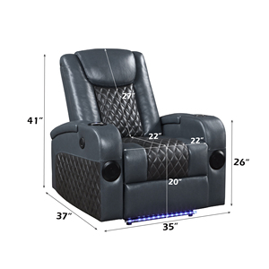 Sillón Reclinable de Ocio OEHOME en Cuero Sintético Azul y Negro con Bluetooth, Carga Inalámbrica y Portavasos - Silla Moderna y Duradera para Sala de Estar - Product Image 2