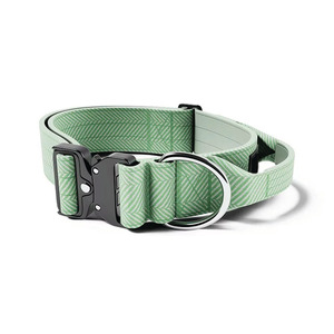 Nouveau collier de chien ensemble cachemire vert ligne rayure tactique collier pour animaux de compagnie laisse ensemble avec haute qualité Aviation aluminium métal Clip - Product Image 3