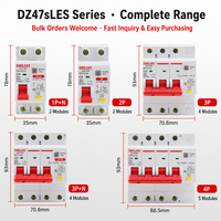 DELIXI DZ47sLES RCBO RCCB Disjoncteur différentiel MCB 1P+N 2P 3P 3P+N 4P 6A 10A 16A 25A 32A 40A 63A 30mA 6kA