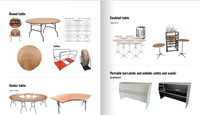 Table ronde pliante moderne de 6 pieds pour hôtels, mariages, banquets et restaurants à usage commercial, table serpentine en bois pour événements