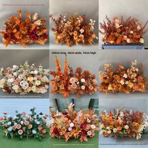 Caramel autunno matrimonio grande composizione floreale di seta artificiale decorazione di fiori per il corridoio di caffè sfondo di nozze - Product Image 4