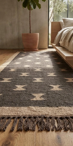 <b>Black</b> Beige Tribal Geometric Jute Wool <b>Runner</b> Rug Handwoven Boho Southwestern Farmhouse Carpet for Hallway Entryway Home Decor - Product Image 4