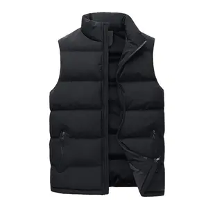 후드 없는 겨울 따뜻한 조끼 블랙 민소매 남자 퍼퍼 조끼 전체 지퍼 도매 OEM/ODM 경량 캐주얼 오리 다운 재킷