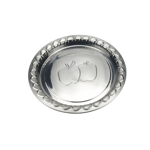Bandeja Redonda <span class=keywords><strong>de</strong></span> Acero Inoxidable para Servir, Plato para Frutas y Alimentos con Diseño <span class=keywords><strong>de</strong></span> Manzana, Plato Metálico Duradero para Cocina, Hogar, Restaurante, Hotel - Product Image 5