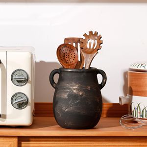 Portautensili Rustico da <span class=keywords><strong>Cucina</strong></span> - Contenitore in Ceramica da 7,6 Pollici <span class=keywords><strong>per</strong></span> Utensili, Decorazione Vintage <span class=keywords><strong>per</strong></span> Piano di Lavoro - Product Image 4