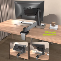 Nouveau support de moniteur pneumatique HILLPORT 17-35 pouces, station de travail de jeu, support de bureau rotatif à écran croisé, inclinaison de 45 degrés, 10 kg