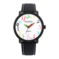 Jam Tangan HD300  Kasual Murah untuk Pelajar Baru, Tali Kulit Coklat Analog Quartz, Jam Tangan Anak Warna-warni