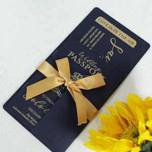 Invitation de mariage de voyage de passeport noir d'or DIY cartes d'embarquement cartes de mariage à l'étranger Invitations d'étiquette de billet d'avion - Product Image 2