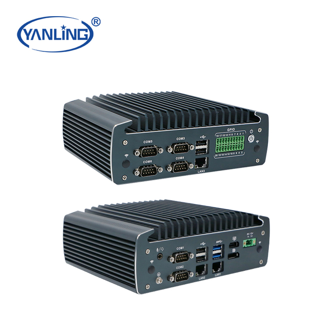Economical Mini Pcs J6412 Linux Quad Core 6COM RS485 Ports Triple 2.5G LAN Ports Thin Client for Warehouse Management Computer