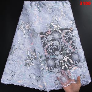 Aso Ebi 2022 dentelle africaine tissu luxueux avec perles et sequins dentelle africaine brodée de haute qualité tissu dentelle française 3100 - Product Image 3