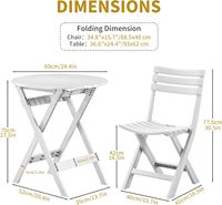 Ensemble de conversation élégant avec chaises pliantes en plastique durables et table, idéal pour le rangement facile, mobilier de patio extérieur pour balcon et bistrot