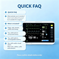 Moniteur patient multiparamétrique vétérinaire portable, moniteur de signes vitaux ECG NIBP SpO2 RESP TEMP pour chien, chat, cheval, clinique vétérinaire