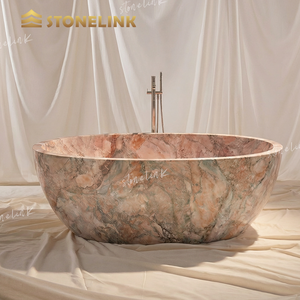 Bañera Independiente de Mármol Rosa para las Cuatro Estaciones, Bañera de Mármol Pulido de Alta Calidad Directo de Fábrica, Bañera de Mármol Sakura - Product Image 2