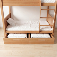 Lits superposés modernes et peu encombrants avec motif ours et tiroirs coulissants, lit mezzanine en bois pour enfants, taille double sur grand lit
