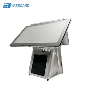 2022 Wisecard WCT-C1 Fintech Cash Register Dual Touch Screen OEM Printer Build in POS Point Of Sale All In One Pos System
