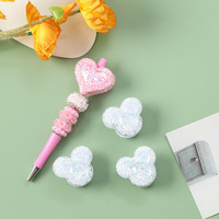 Reviright DIY Perles en acrylique et lucite en forme de cœur entièrement serties de diamants, accessoires pour stylos, design tête de Mickey, couleurs mélangées