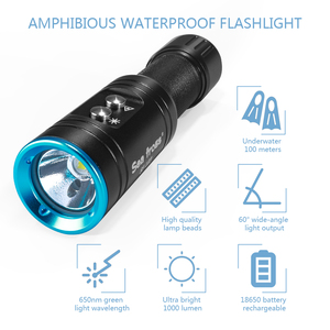 Sea Frogs Sf-l03 senter Selam, senter selam 100m/325 kaki Ipx8, lampu Video bawah air 1000 Lm - Product Image 6