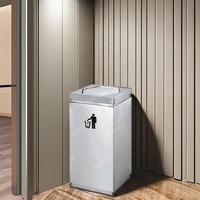 Poubelles de bureau carrées à couvercle pivotant DB-41 Poubelle d'intérieur Poubelles de gestion des déchets Poubelle en métal Conteneur Poubelles d'ascenseur