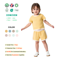 Ensemble short et t-shirt pour enfants en coton et élasthanne, doux pour la peau, manches courtes, vêtements d'été pour filles