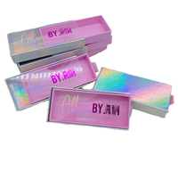 Boîte d'emballage pour cils rose, livrets de cils personnalisés, 5 paires, vente en gros, boîtes à cils vides, boîtes pliantes, laminage mat, cosmétique