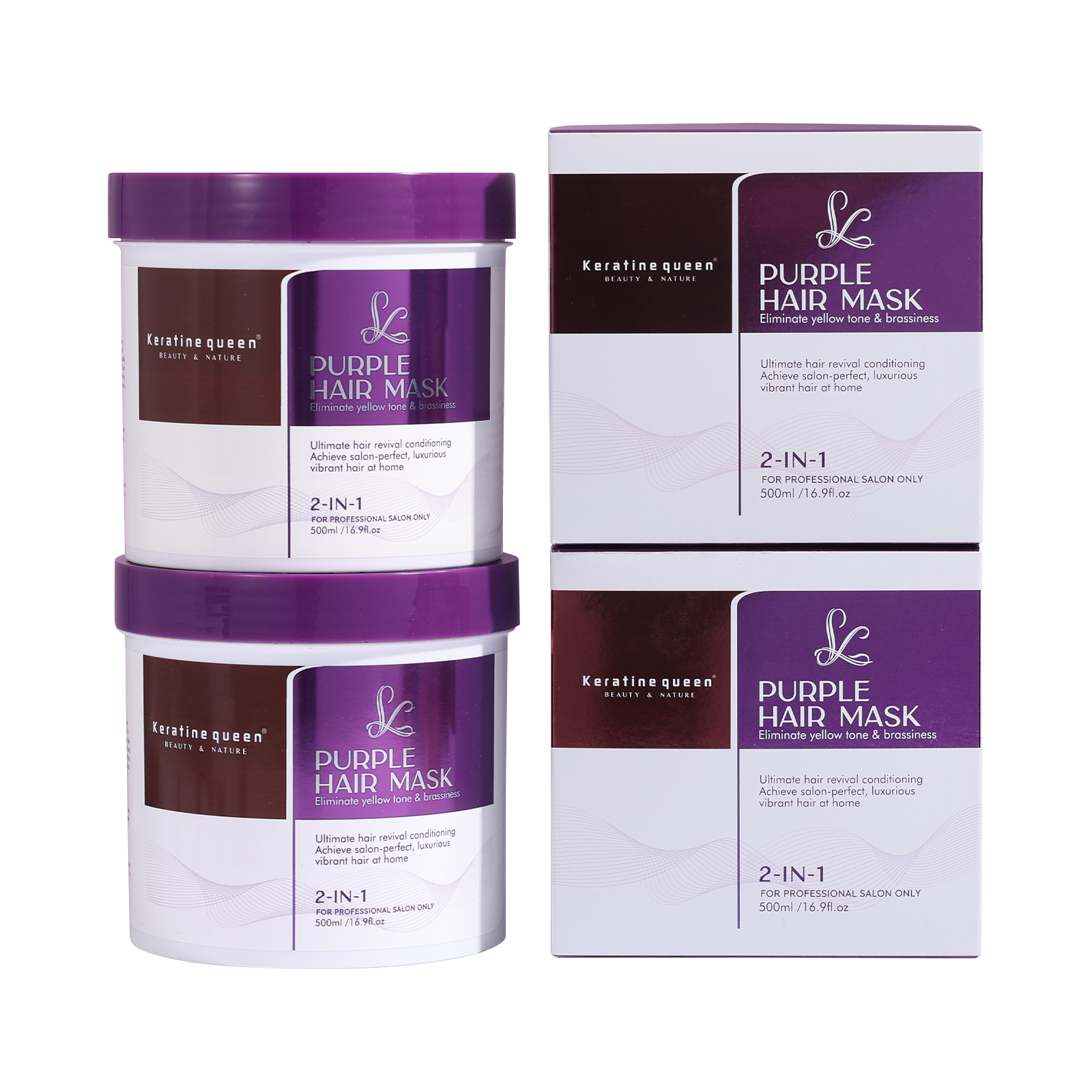 KQ 500ml purple yellow-toning hair mask
