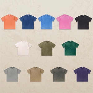 Venta al por mayor Unisex de alta calidad en blanco lavado ácido camiseta Hip Hop de gran tamaño 100% algodón personalizado Vintage camiseta - Product Image 2