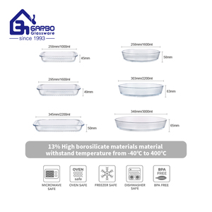 ガルボ卸売エコフレンドリーな丸型オーバルホウケイ酸ガラス製サラダボウル、フルーツデザートディナープレート、パイ焼き皿、各種サイズ - Product Image 6