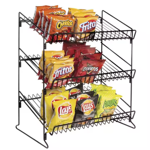 Draagbare 3-laags metalen winkelinrichting supermarkt retail opvouwbare draadstandaard montagevrije tafel chips displayrek - Product Image 1