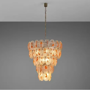 <span class=keywords><strong>Lampadario</strong></span> Vintage italiano strutturato Murano in vetro <span class=keywords><strong>arancione</strong></span> - Product Image 3